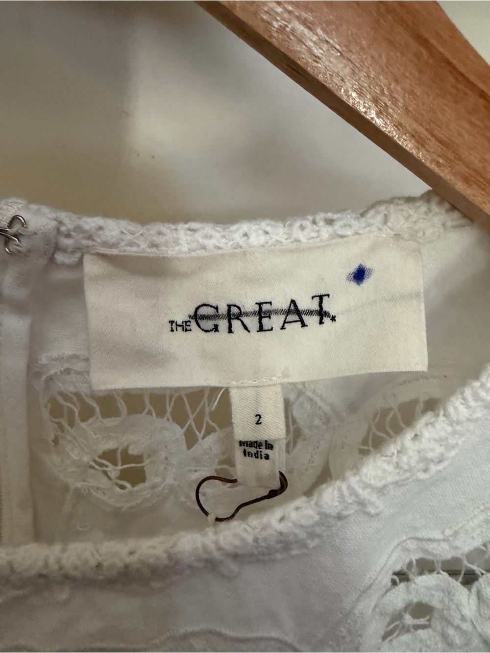 THE GREAT. White Eyelet Lace Mini Dress NO SLIP - Picture 6 of 8